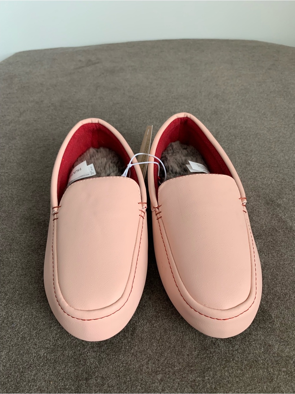 isotoner Women's Blush Slip-On Faux Leather Moccasins with Plush Lining